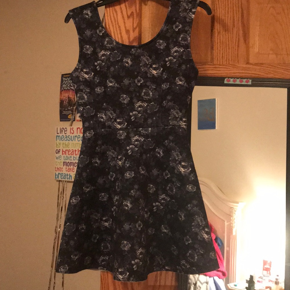 Navy and White Floral Dress